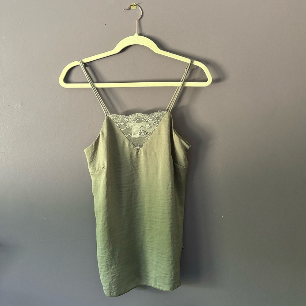 Sage green cami/tank top with lace